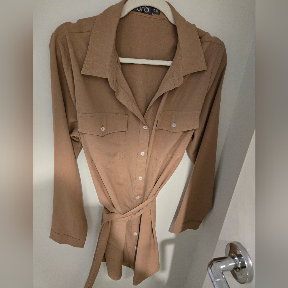 Chic Tan Long Sleeve Dress